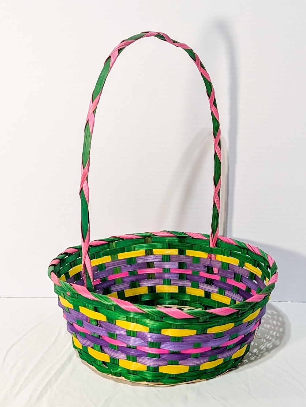 Bright Multi-Color Woven Spring/Easter Basket - Picture 1 of 12